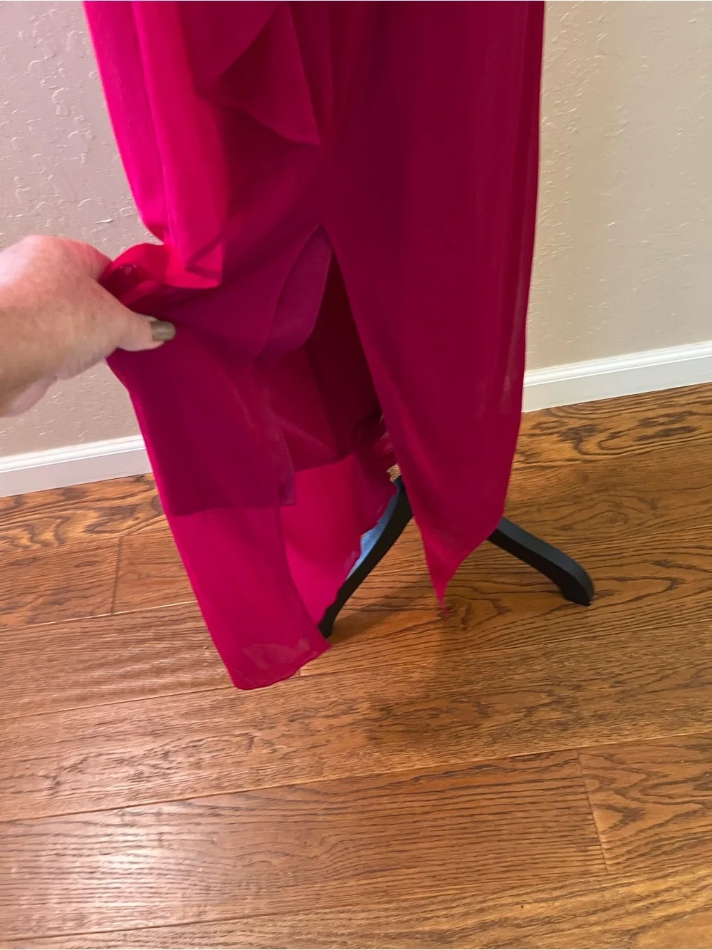 Alex Evenings Sparkling Fuchsia Cold Shoulder Gown